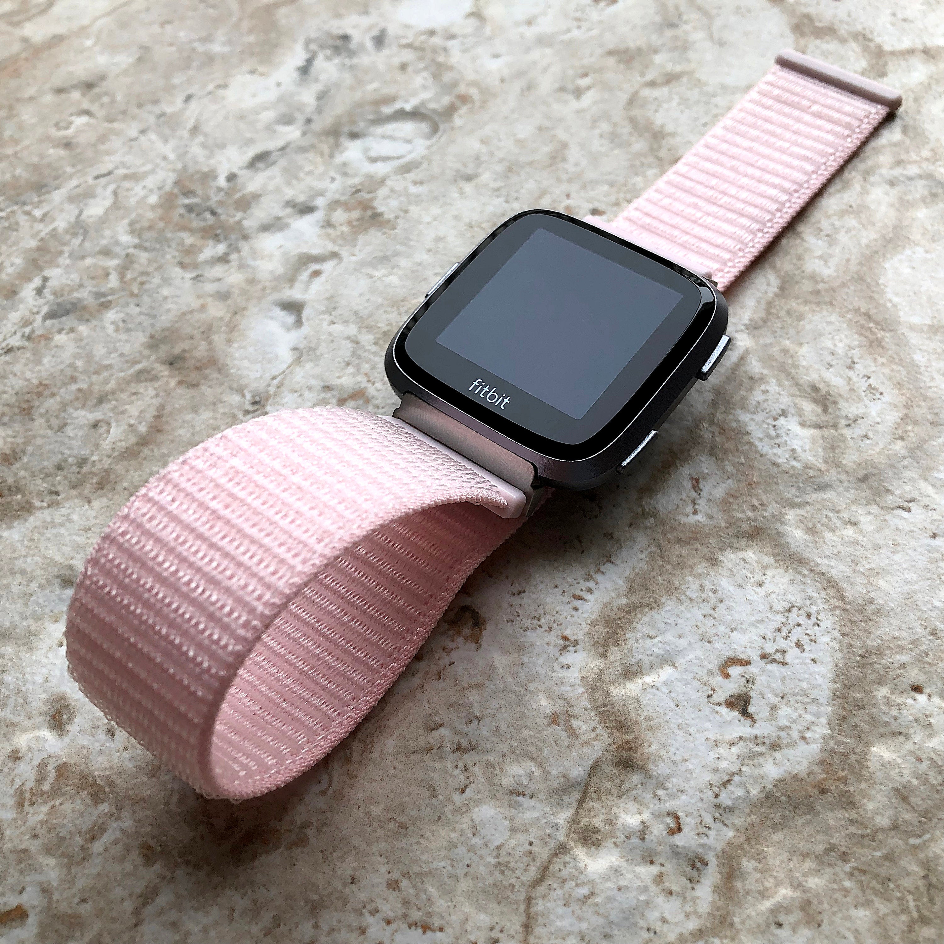 Versa 2 3 4 Sense 2 Pearl Pink Sports Loop Hook Band Strap Compatible with Fitbit Watch Adjustable and Quick Adapters Silver Rose Gold Black